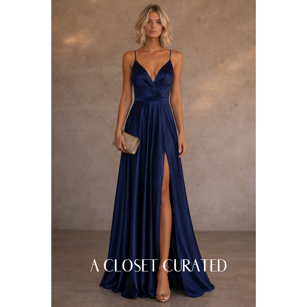 La Femme Satin Ballgown 00 Blue New